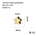 8mm gold plated copper star bead with black enamel and 3mm hole for DIY jewelry making - Black Star (B-11)