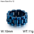 Anillo de acero inoxidable azul estilo correa de reloj, con ancho de 10 mm - US 8 / Azul