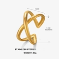 Anillo corazón ajustable de acero inoxidable bañado en oro 18K con textura mate cruzada - Dorado
