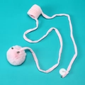 Pink plush hanging cat toy with a long elastic rope, small bells, and strong suction cup - Pink Extended Door Spring Ball