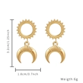 Golden titanium steel crescent hoop earrings with dimensions 3.2cm by 1.8cm - Radial Hoop Crescent Drop Earrings (E943-GO)