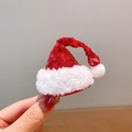 Molletta per capelli mini cappello di Natale con paillettes rosse e bordo in peluche bianco - 6# Cappello di Babbo Natale con Paillettes
