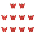 Set of 10 red acrylic butterfly pendants with alloy loops for DIY jewelry making - Red