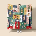 Coperta in flanella natalizia con schiaccianoci e fiocchi per il divano - Stile 1-7 (Schiaccianoci Patchwork natalizio) / 75*100 CM