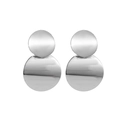Pendientes geométricos de doble círculo en plata cepillada diseño moderno - Estilo de Doble Disco Plateado (10945)