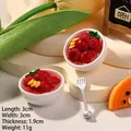 Miniature resin strawberry dessert bowls set for DIY crafts and dollhouse decoration - White Bowl Bayberry with Syrup