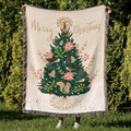 Bohemian Christmas tree woven blanket with colorful tassels and Merry Christmas text - Squirrel Christmas Tree