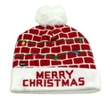 Detail of colorful LED light switch and Merry Christmas text on knitted winter hat - One Size / Red Merry Christmas (LED)