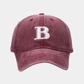 Berretto da baseball in cotone bordeaux vintage con ricamo lettera B bianca davanti - Regolabile / Borgogna