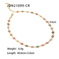 Macro detail of 18K gold chain necklace with colorful enamel daisies and size labels - Gold Colorful Daisy Necklace