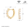 Detailed dimension guide for gold S925 sterling silver hoop earrings with 5A grade zircon - Gold/White Zirconia