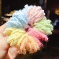 Colorful plush elastic hair ties for kids in blue, pink, and yellow soft material - 11# Fuzzy Fresh Colors Approx 100Pcs