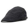 Side detail of black ivy cap showing metal buckle and GD-YST embroidery on cotton fabric - 56-59cm / Black