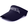 Navy blue breathable mesh visor cap with white sports print for outdoor sun protection - Navy Blue
