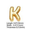Detailed view of gold letter K charm with dimensions 16mm x 11mm for DIY bracelet - Gold K