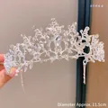 Princess crystal tiara headband in silver finish with 11.5cm diameter for girls - Silver Pear Rhinestone