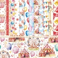 Ferris Wheel 6-inch scrapbooking paper pad with 12 circus patterns on 160gsm cardstock - R2466a 24 Sheets