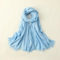 Blue cotton linen scarf with elegant tassel edges for summer sun protection fashion - 100*195CM / Pale Blue