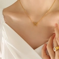 Elegante gouden vlinderhanger ketting van titanium staal voor dames sieraad - P1027-Gouden Ketting-40+5cm / Gouden Ketting