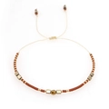 Handmade Bohemian adjustable beaded bracelet with reddish-brown and gold metal beads - Red Brown