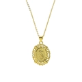 Minimalist 18k gold plated brass oval filigree alphabet pendant necklace for women - Necklace S