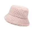 Pink teddy fleece bucket hat with diamond quilted texture for warm winter fashion - M(56-58cm) / Pink