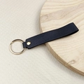 Minimalist black lychee texture leather keychain strap with golden metal ring and rivet - No.1 Black