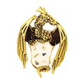 Vintage gold dragon brooch with colorful shell inlay for men's suits and coats - Gold Shell Dragon
