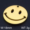 Pendentif visage souriant en acier inoxydable doré, largeur 18mm, fini poli - 18mm / Or(KLJ6089-Z)