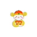 Cartoon mascot brooch with God of Wealth hat holding red envelopes in yellow finish - God of Wealth Snake - Lucky Red Packet