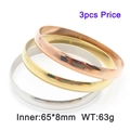 Set of 3 minimalist stainless steel bangles in rose gold, gold and silver finish - Stacking Combinations