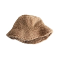 Winter warm camel faux lamb wool bucket hat with soft plush texture for women and men - Adult One Size 58-60cm / Khaki