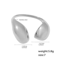 Bague ouverte goutte en acier inoxydable argenté poli avec poids de 5,8 g et taille 7 - US 7 / Argenté