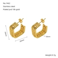 Twisted weave gold titanium steel square hoop earrings with 18k PVD plating - Woven Texture Square Style (1462)