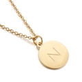 Collier minimaliste en acier inoxydable plaqué or 18K avec pendentif rond lettre N - Lettre N