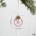 Couronne de Noël rose et blanche avec nœud doré et pendentif chapeau à paillettes roses - Pendentif Bonnet de Noël Rose