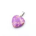 20mm heart-shaped purple stone pendant necklace with silver metal clasp and natural veins - Imperial Turquoise Purple
