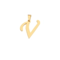 Polished gold plated stainless steel letter V pendant charm with bail for necklace - Letter V