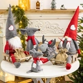 Christmas plush gnome dolls and reindeer figurines on wooden sleds for festive decor - 5-Piece Full Set (Gnomes/Mice/Reindeer/Sled)