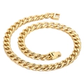 Collar de eslabones cubanos dorados pulidos con cierre de caja rectangular para hombre - Dorado (Collar de 45cm)