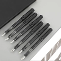 Lot de 6 stylos calligraphie gothique noir mat avec fenêtre de niveau d'encre - Style Stylo Plume / 0.5mm / Noir