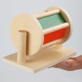 Montessori wooden spinning drum with green and red color panels for infant development - Spinning Drum (with Mirror) 0.55kg