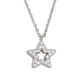 Collar de pentagrama plateado minimalista con colgante de estrella y circonitas brillantes - Color Acero