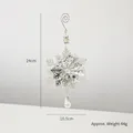 Silver 3D snowflake Christmas hanging ornament with crystal drop and metal hook - Double Sided Snowflake / Silver