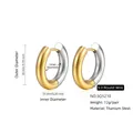 Two-tone titanium steel hoop earrings featuring 20mm outer diameter and 5mm thick round wire - 5.0*10mm / Two Colors