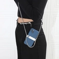 Blue phone case with silver metal chain crossbody strap and white decorative clips - D2181 Heart Phone Clip Set