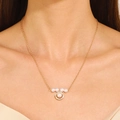 Elegant 18K gold shell necklace with freshwater pearls and sparkling cubic zirconia - KC Gold 11690 Shell Pearl Golden Style