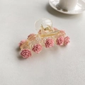 Pink resin rose hair claw clip with transparent base for women elegant hairstyle - Rose Hair Claw - Transparent