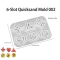 Molde silicona 6 cavidades corazón estrella para resina con dijes de purpurina terminados - 6 Cavidades Irregular