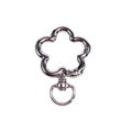 Silver flower shaped spring ring clasp made of polished alloy for DIY keychain - White K/Silver